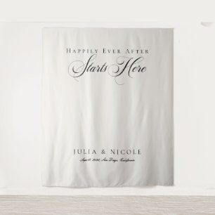 Classic Ivory Calligraphy Wedding Backdrops Banner Tapestry