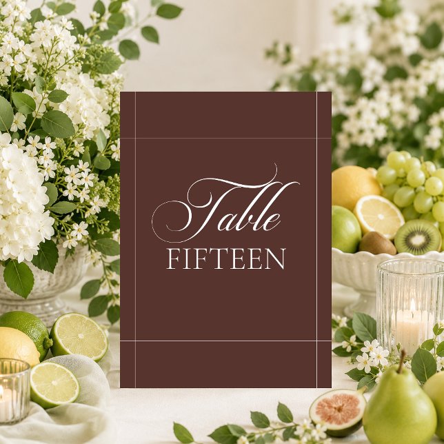 Classic Ivory Choco Brown Calligraphy Table Number (Creator Uploaded)