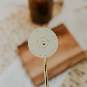 Classic Ivory Cream Monogram Wedding Initials Round Sticker