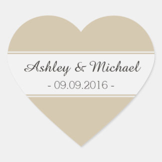 Classic Ivory Cream Save the Date Heart Sticker