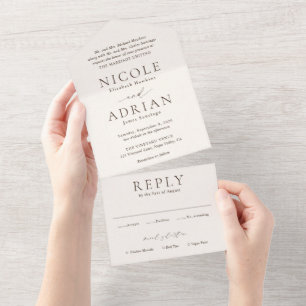 Classic Ivory Elegant Wedding All In One Invitation