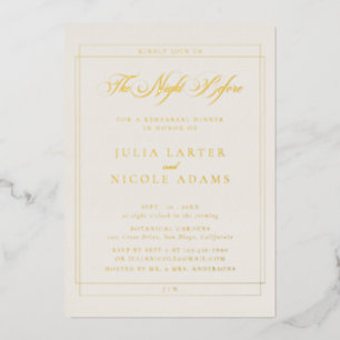 Classic Ivory Gold Calligraphy Rehearsal Dinner