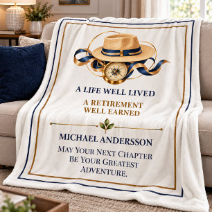 Classic Ivory Gold Elegant Retirement Keepsake Fleece Blanket