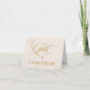 Classic Ivory Gold Floral Wedding Place Card