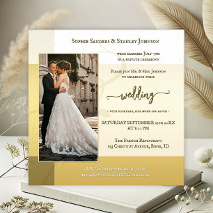 Classic Ivory Gold Photo After Wedding Invitation