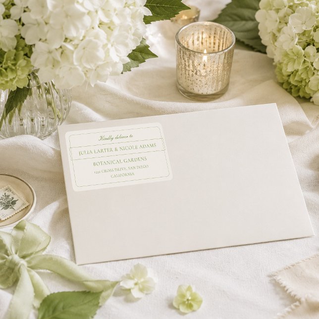 Classic Ivory Green Calligraphy Address Labels (Creator Uploaded)