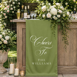 Classic Ivory Green Calligraphy Cheers To Banner