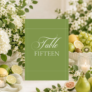 Classic Ivory Green Calligraphy Table Number Sign