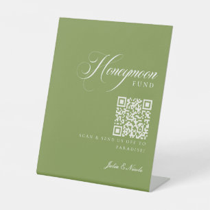 Classic Ivory Green Honeymoon Fund Wedding Sign