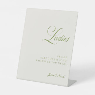 Classic Ivory Green Ladies Bathroom Basket Sign