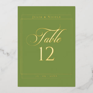 Classic Ivory Green Personalised Table Number Sign