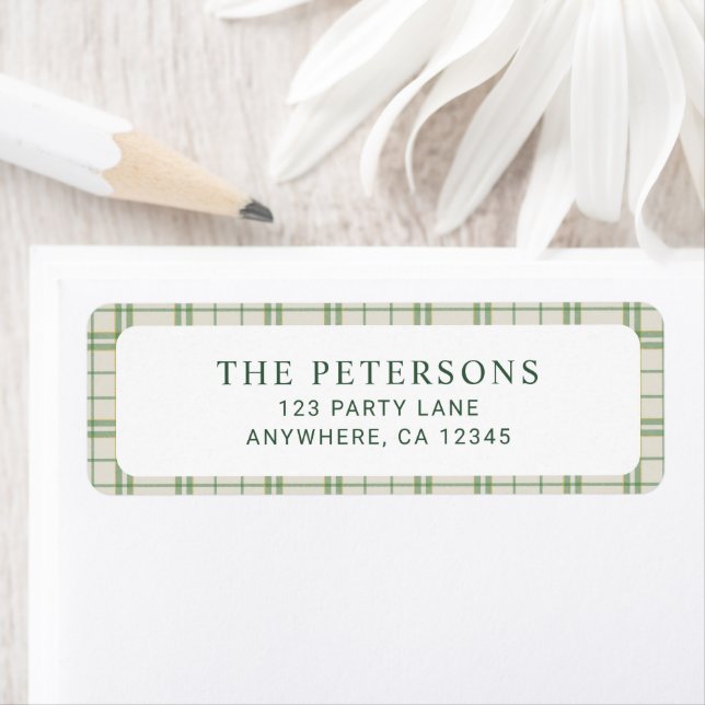 Classic Ivory & Green Plaid Christmas Address (Insitu)