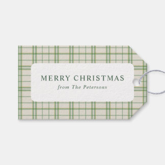Classic Ivory & Green Plaid Christmas  Gift Tags