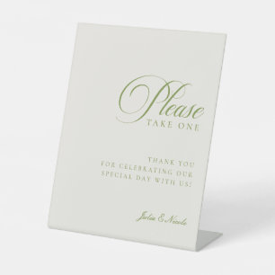 Classic Ivory Green Please Take One Wedding Sign