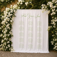 Classic Ivory Green Wedding Seating Chart Sign