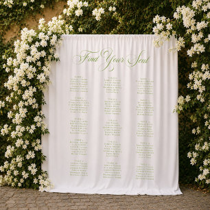 Classic Ivory Green Wedding Seating Chart Sign Tapestry