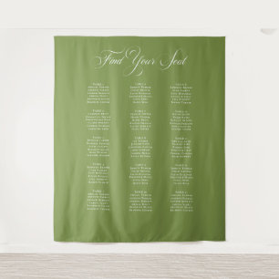 Classic Ivory Green Wedding Seating Chart Sign Tapestry