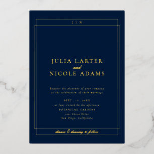 Classic Ivory Navy Blue Simple Minimalist Wedding