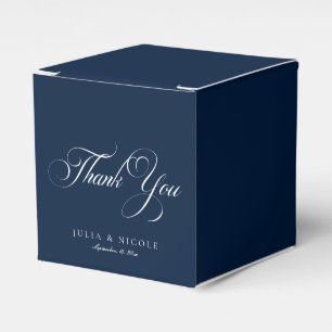Classic Ivory Navy Blue Sweet Thank You Wedding Favor Box