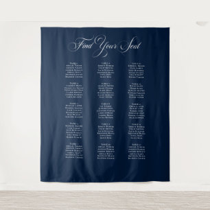 Classic Ivory Navy Blue Wedding Seating Chart Sign Tapestry