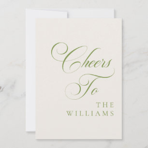 Classic Ivory Sage Green Cheers To Wedding Sign Invitation
