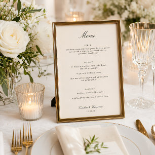 Classic Ivory Script Elegant Wedding Custom Menu