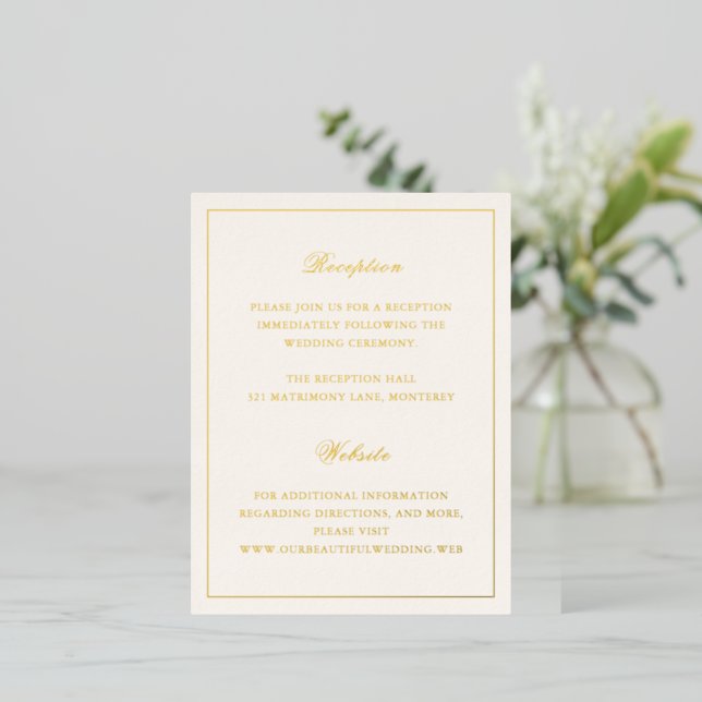 Classic Ivory Timeless Wedding Foil Enclosure Card (Standing Front)