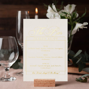 Classic Ivory White Calligraphy Wedding Bar Sign