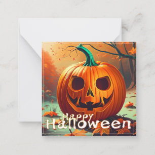 Classic Jack-o-Lantern Autumn Forest Scene Card