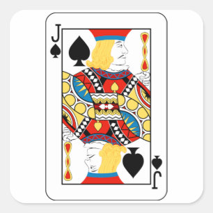 Classic Jack of Spades Poker Card Square Sticker