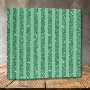Classic Jade Green Glitter Style Vertical Stripes Binder