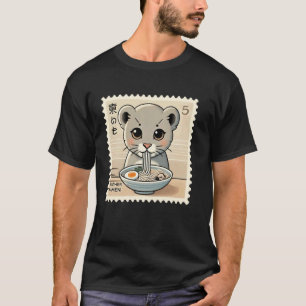 Classic Japanese Art Postage Stamp Noodles Panther T-Shirt