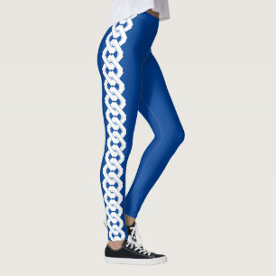 Classic Japanese Blue and Black Chain Pattern Leggings