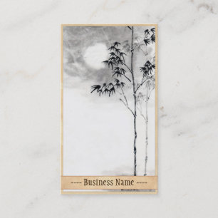 Classic  japanese sumi-e painting art bamboo moon business card