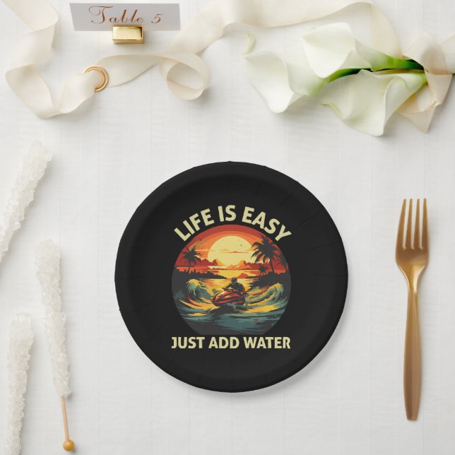 Classic Jet Ski skier Paper Plate (Wedding)