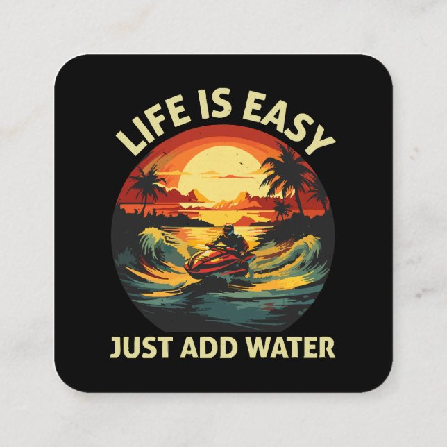 Classic Jet Ski skier Square Business Card (Back)