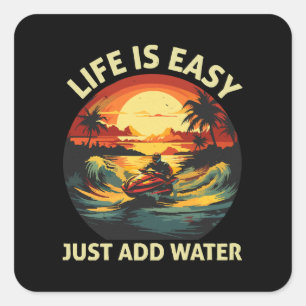 Classic Jet Ski skier Square Sticker