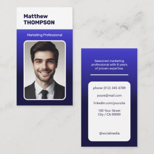 Classic Job Seeker Classy Minimalist Dark Blue Business Card