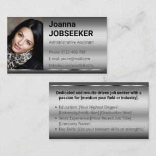 Classic Job Seeker Minimal Ombre Elegant Silver Business Card