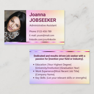 Classic Job Seeker Rainbow Ombre Elegant Rose Gold Business Card