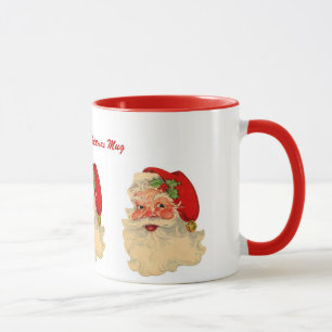 Classic Jolly Santa Claus Face Personalized Name Mug