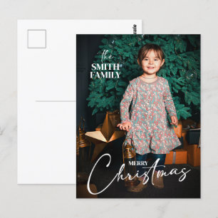 Classic Joy Merry Christmas Holiday Kids Photo Postcard