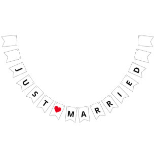 Classic Just Married Announcement Bunting Flags