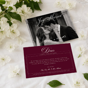 Classic Just Married Photo Wedding Announcements