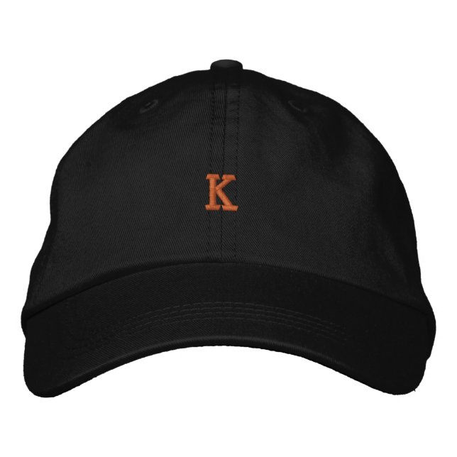 Classic "K" Monogram Embroidered Black Adjustable  Hat (Front)