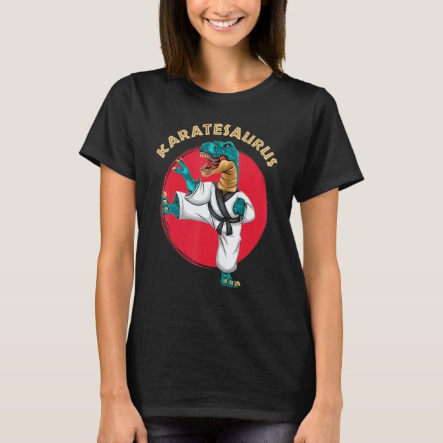 Classic Karatesaurus  Karate Dinosaur T-Shirt (Front)