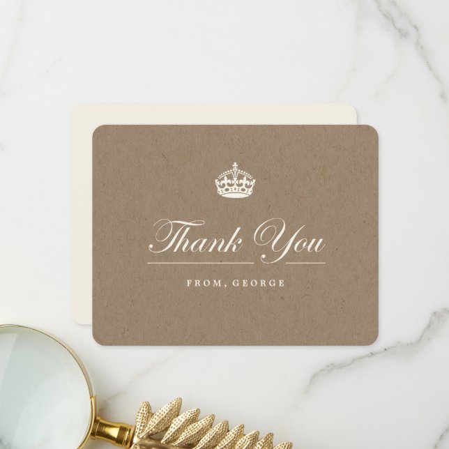 Classic Keep Calm Brown Kraft 40th Birthday Party Thank You Card (Front/Back In Situ)