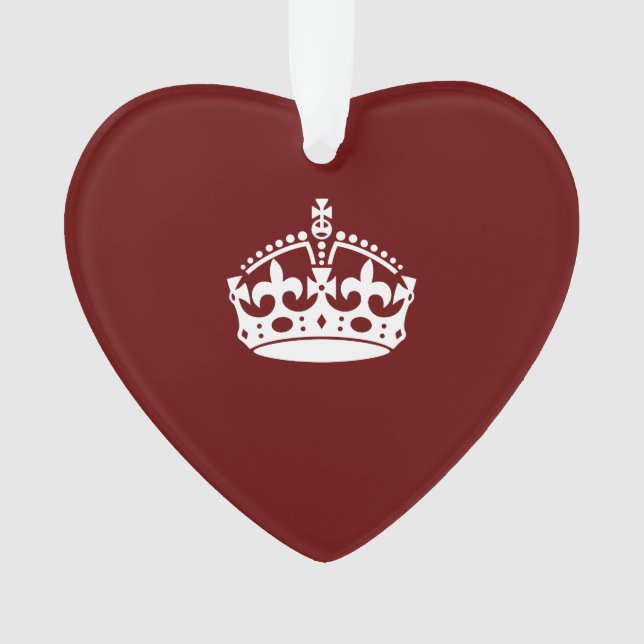 Classic Keep Calm Crown on Burgundy Red Ornament (Front)