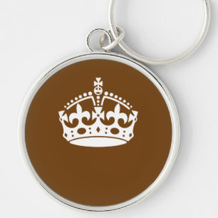 Classic Keep Calm Crown on Chocolate Brown Keychain