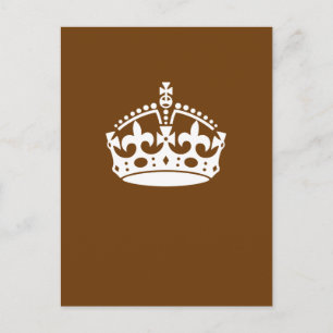 Classic Keep Calm Crown on Chocolate Brown Postcard